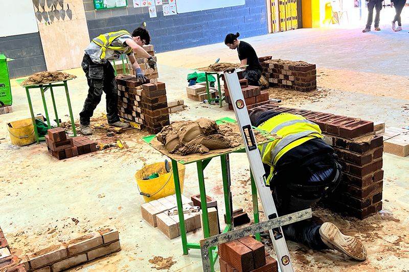 Students taking part in the Greater London Brickwork Skills Competition